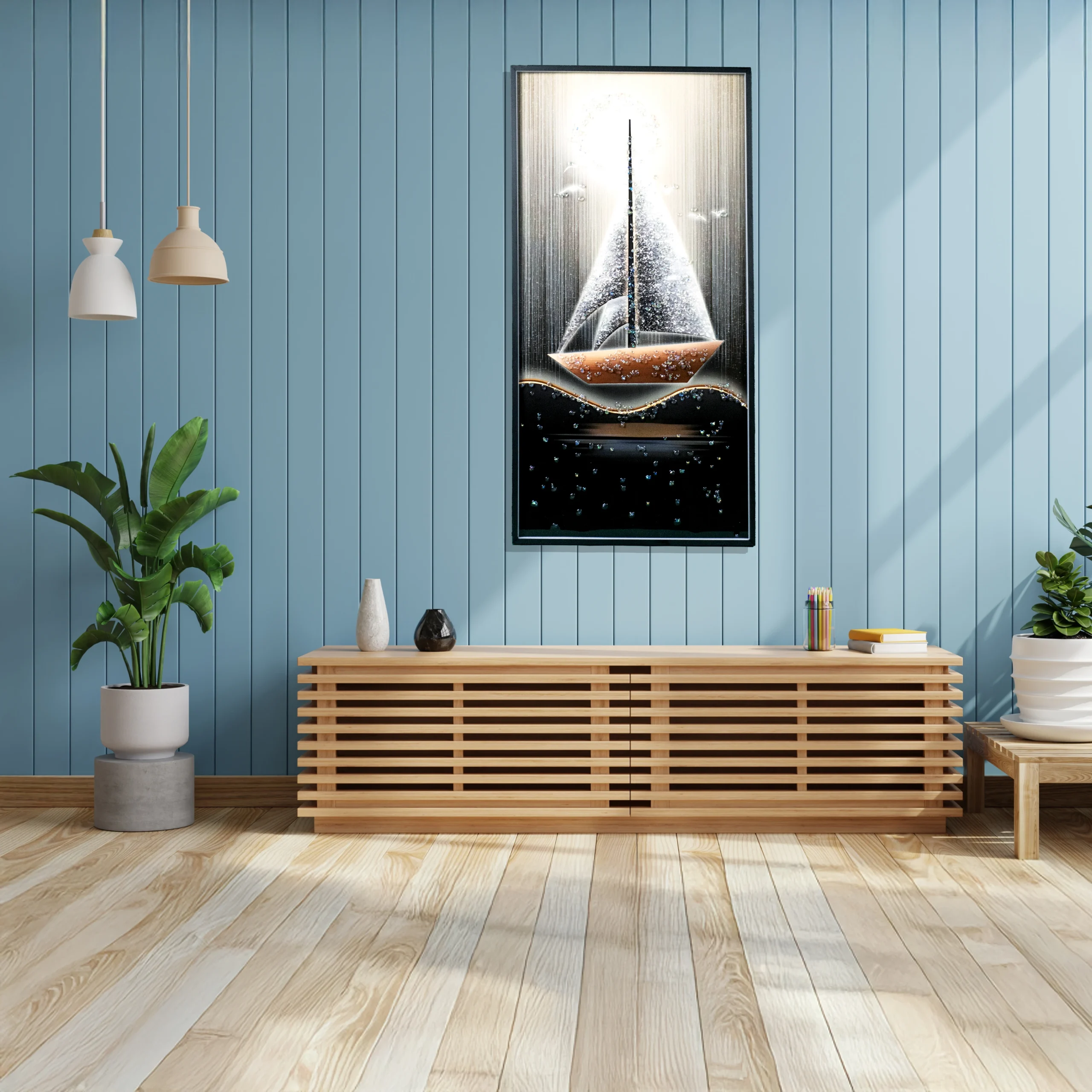 WAL24 1 Luxury Abstract Sailboat Wall Art - Image 1