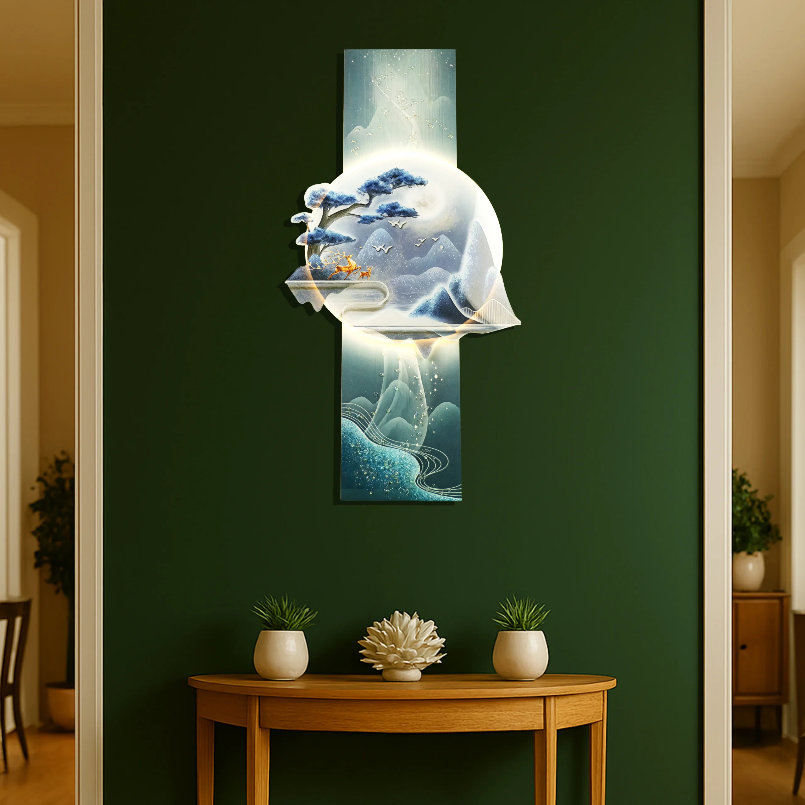 WAL245 Elegant Vertical Wall Art – Mystic Blue Tranquility - Image 1