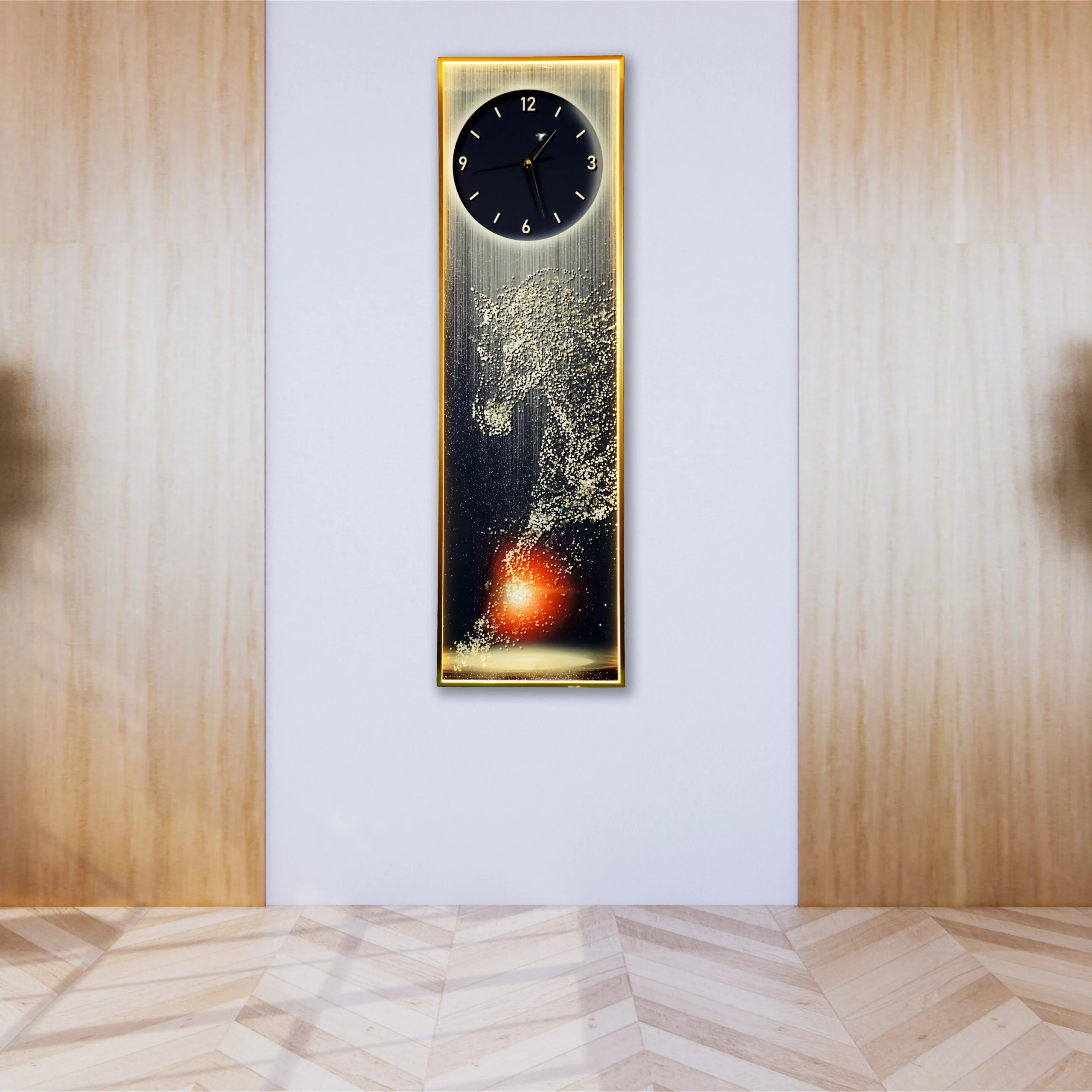 WL21 WCL Starlit Stallion Vertical Wall Clock with Artistic LED Glow - Image 1