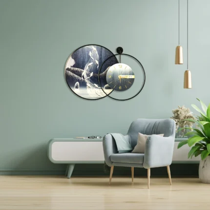 Zen Mist Wall Clock with Diamond Inlay and LED Accents