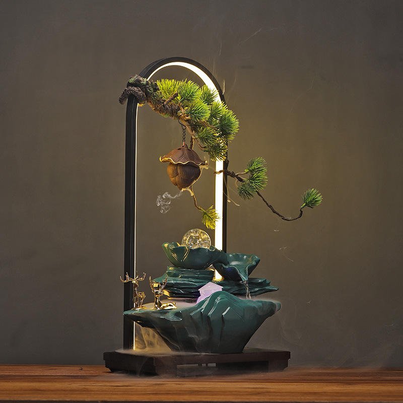 ZenGlow™ Tranquility Fountain with LED Arch & Crystal Orb (2) ZenGlo Tranquility Fountain with LED Arch & Crystal Orb - Image 1